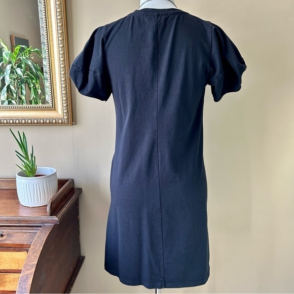 Anthropologie Velvet Graham and Spencer Black Puff Sleeve Mini Dress Pockets S - Picture 6 of 10